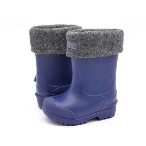 Munchkin by Stride Rite Bear Toddler Size 5 Rubber Boots Navy Blue Insulated - Picture 1 of 11